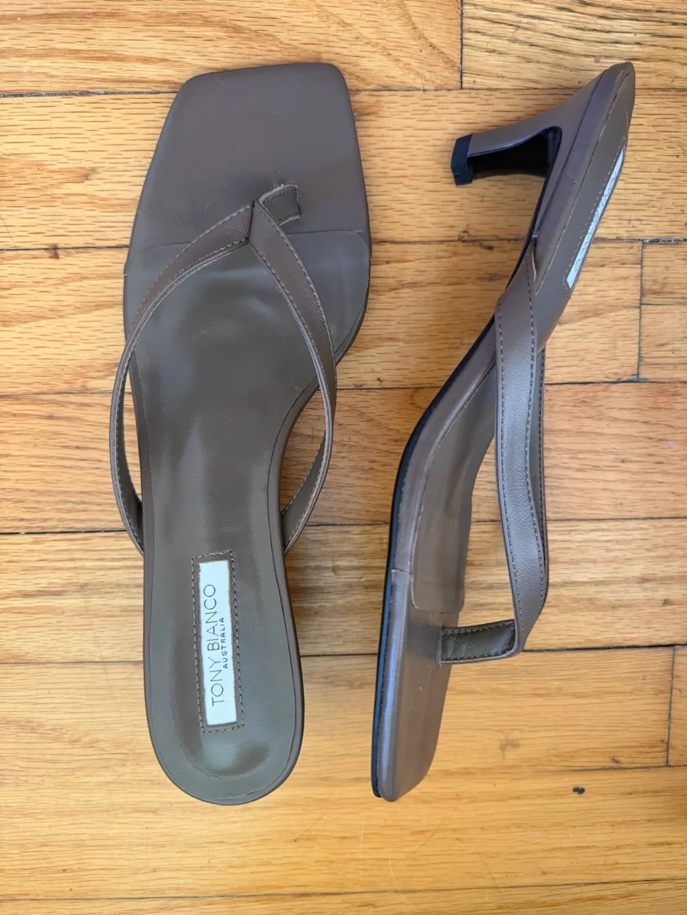 Tony Bianco Pluto Sandals Liqueur Brown Leather Kitten-Heels Mules Revolve 10 - Picture 11 of 11